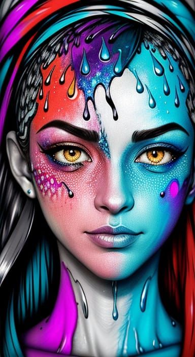 Vibrant Rainstorm Pointillism with Intricate Details