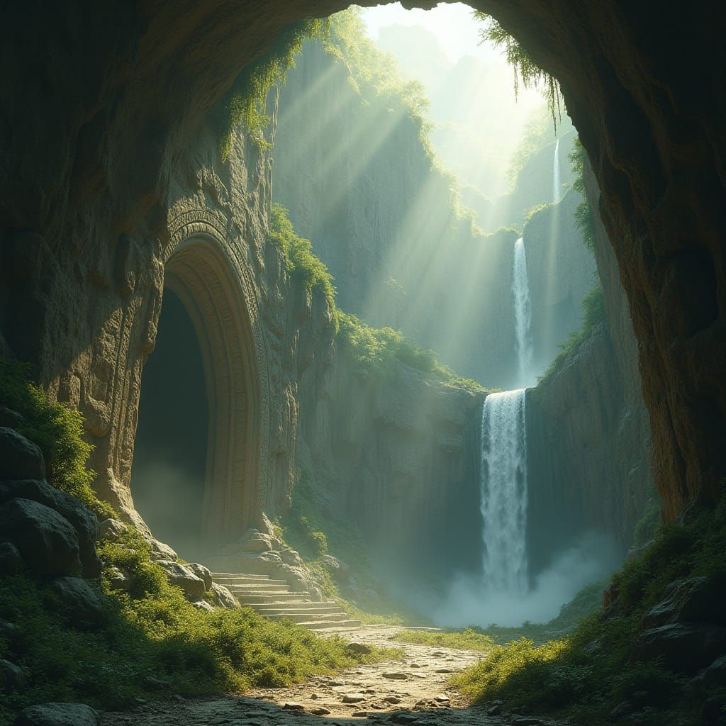 Ancient Mountain Library in Epic Fantasy Style