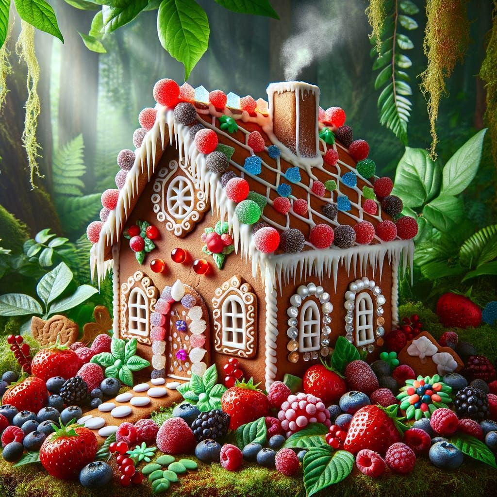 Enchanting Gingerbread House in a Fairytale Forest