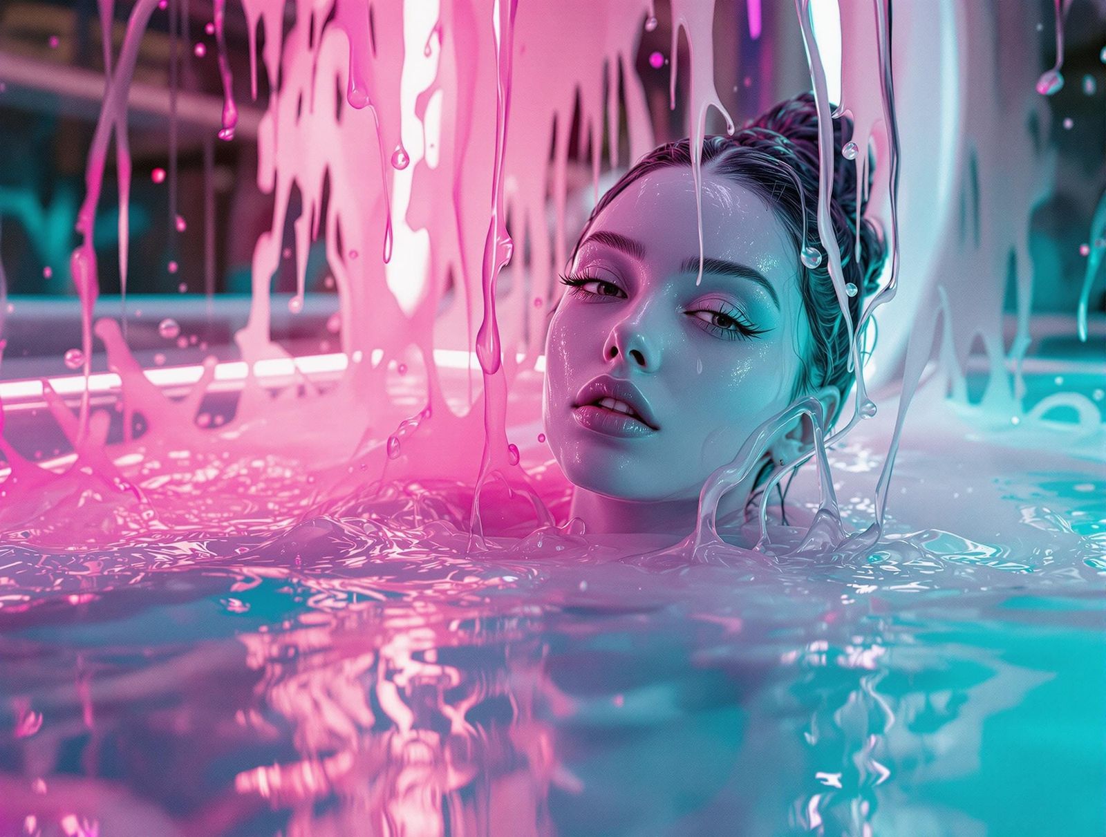Ethereal Beauty in a Neon Dreamscape