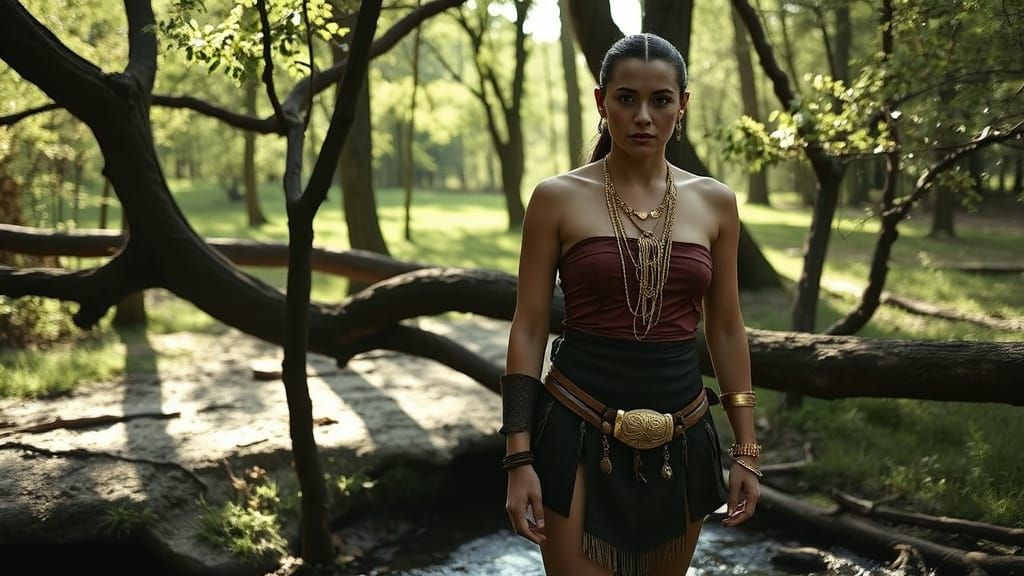 Tabaxi Warrior in Forest Clearing: Photorealistic Fantasy