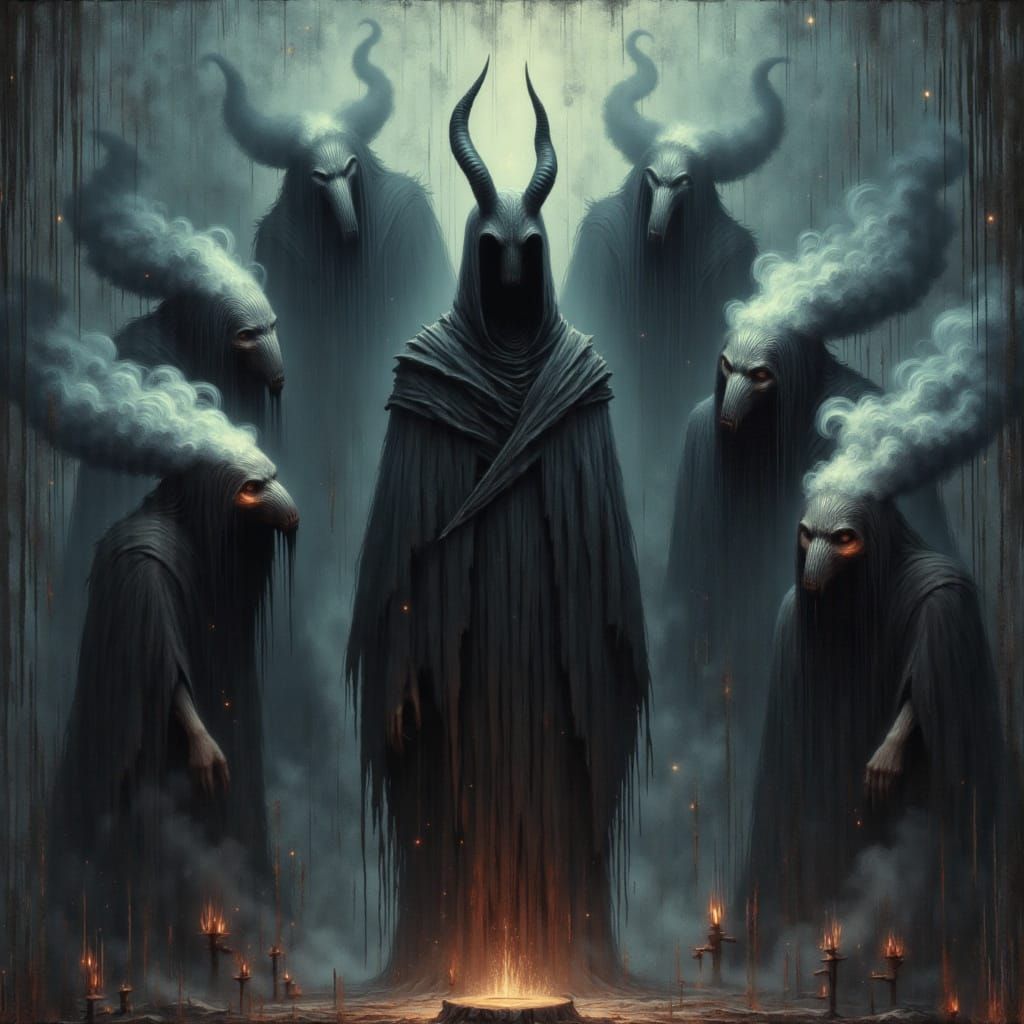 Shaman Awaiting Judgment in Purgatory with Smoke Demons