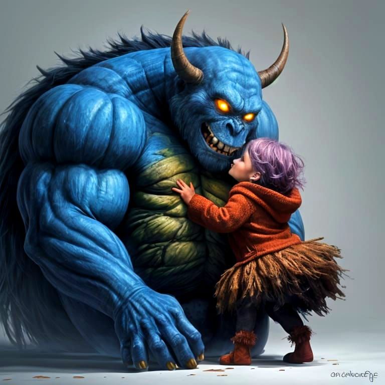 Toddler Comforts Sad Monster With a Hug