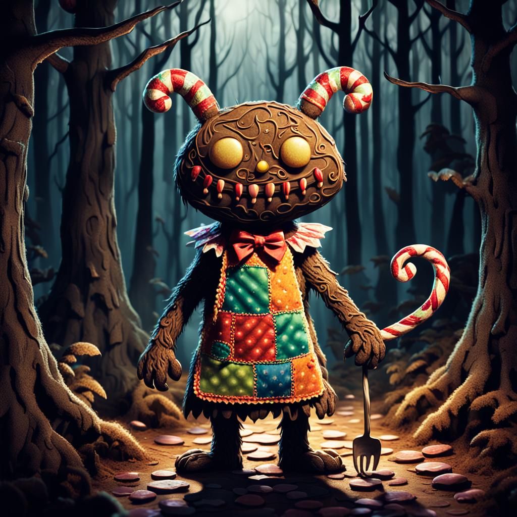 Gingerbread Creature in Dark Fantasy Style