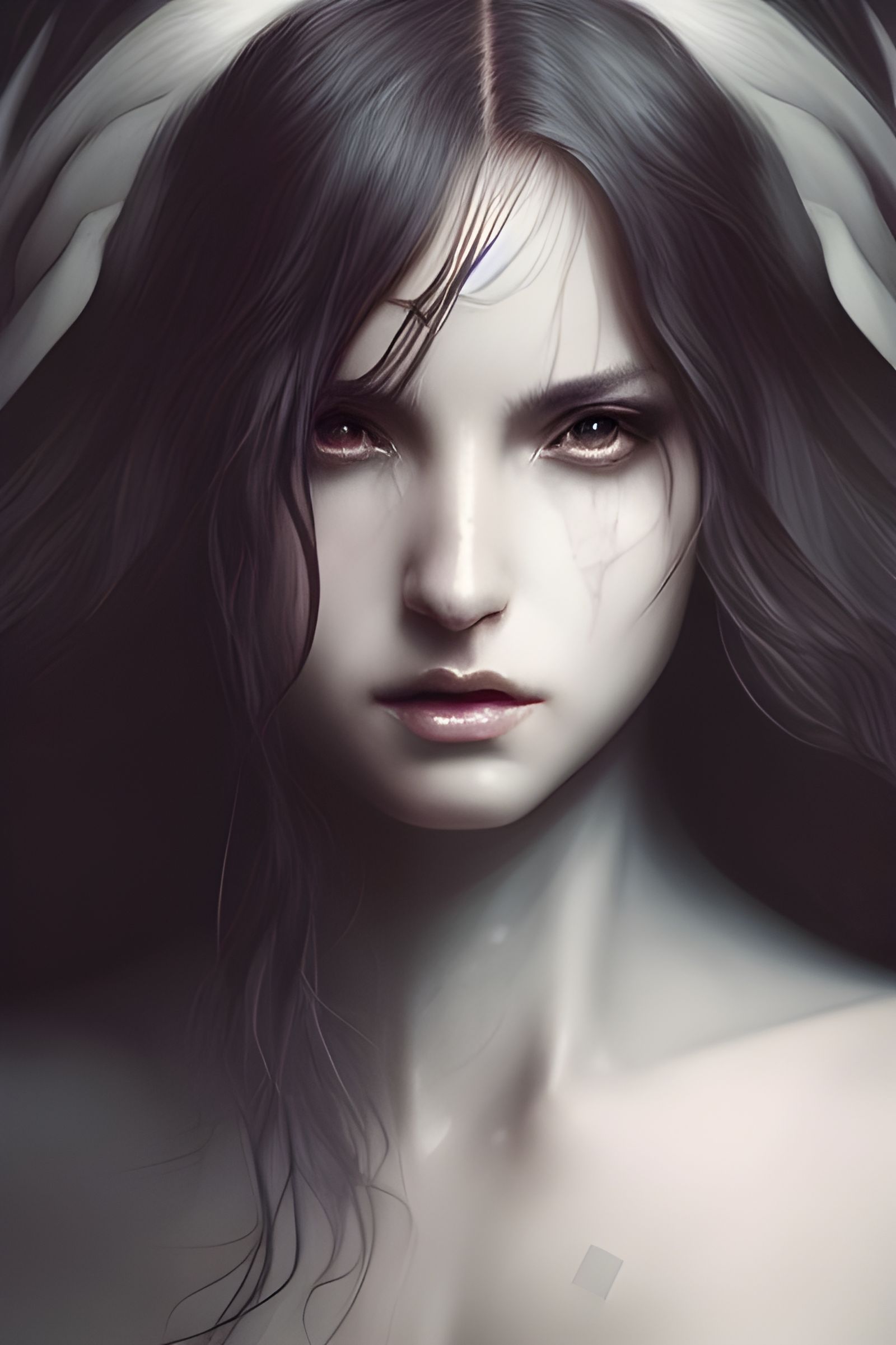 Sinister Goddess Portrait in Digital Illustration Style