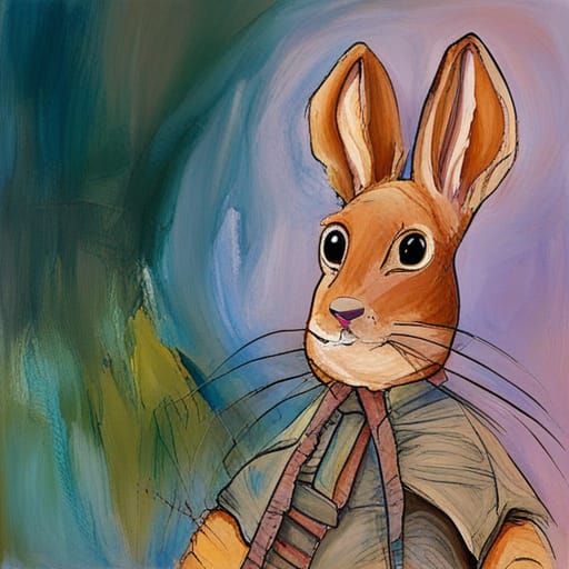 Abstract Peter Rabbit Art in Complementary Colors