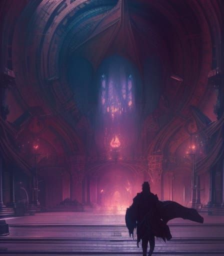 Dark Fantasy Art in Purple and Yellow