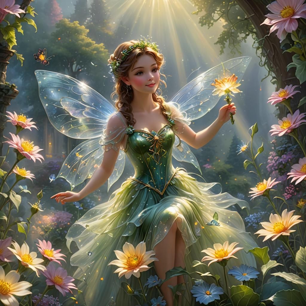 Ethereal Glass Fairy in a Divine Fantasy Setting