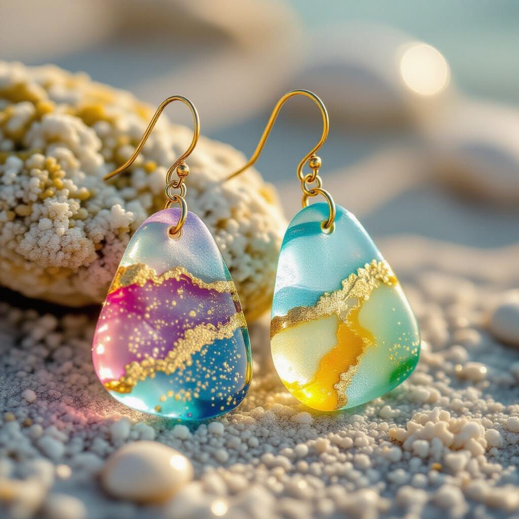 Metamodern Sea Glass Earrings with Luminous Detail