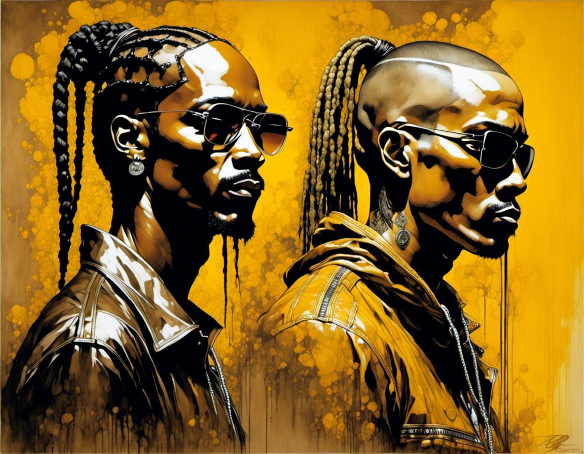 Animatronic Snoop Dogg and Eminem in Sepia