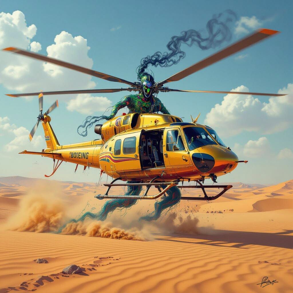 Jinn Emerges from Golden Chinook in Desert Storm