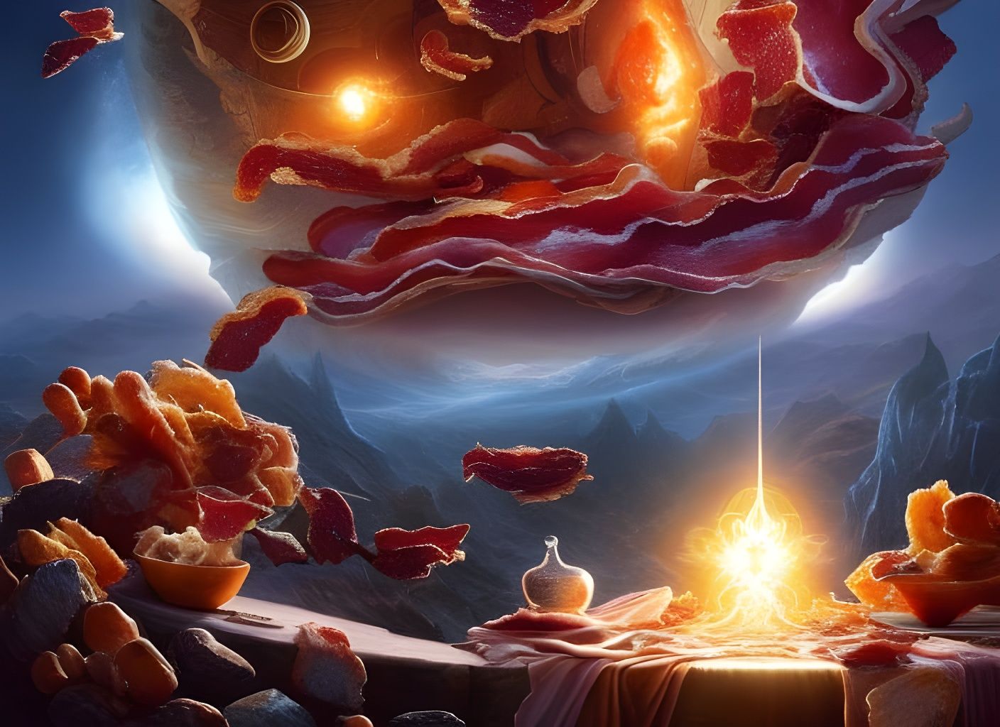 Cosmic God of Bacon and Eggs Self-Consumption
