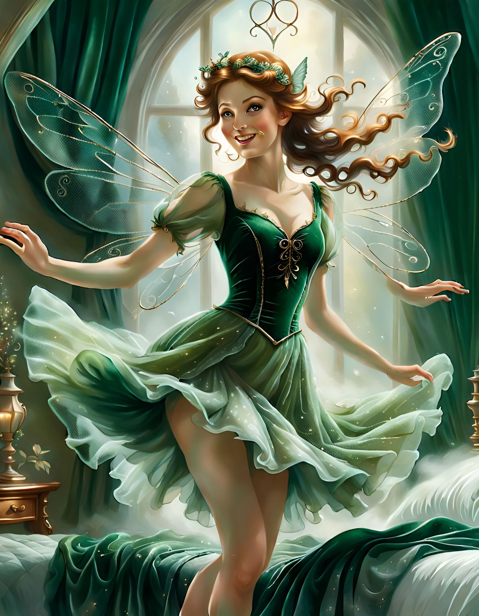 Playful Fairy Leaps: An Ethereal Fantasy Portrait