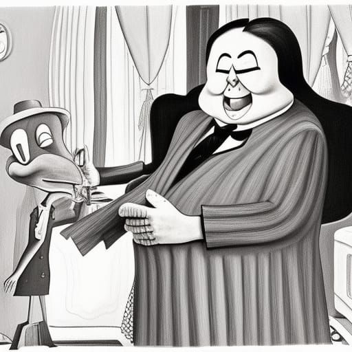 Darkly Humorous Scene in Charles Addams Style