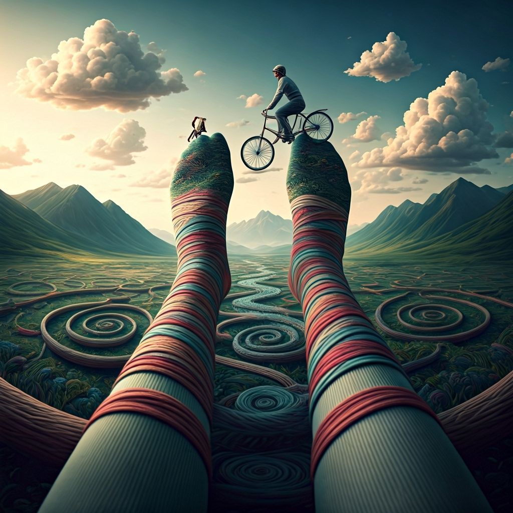 Surreal Landscape with Socks and Bicycles
