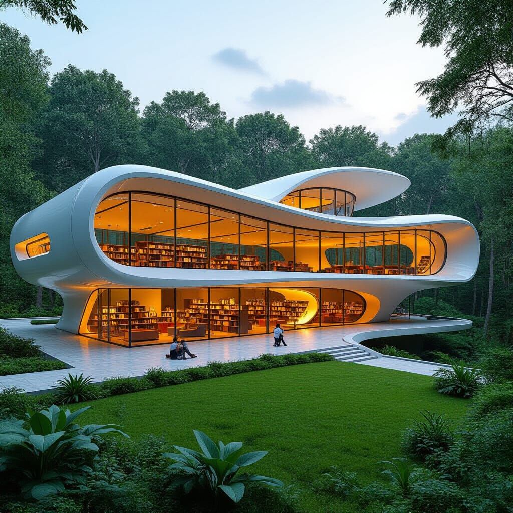 Modern Library Architecture in Futuristic Style