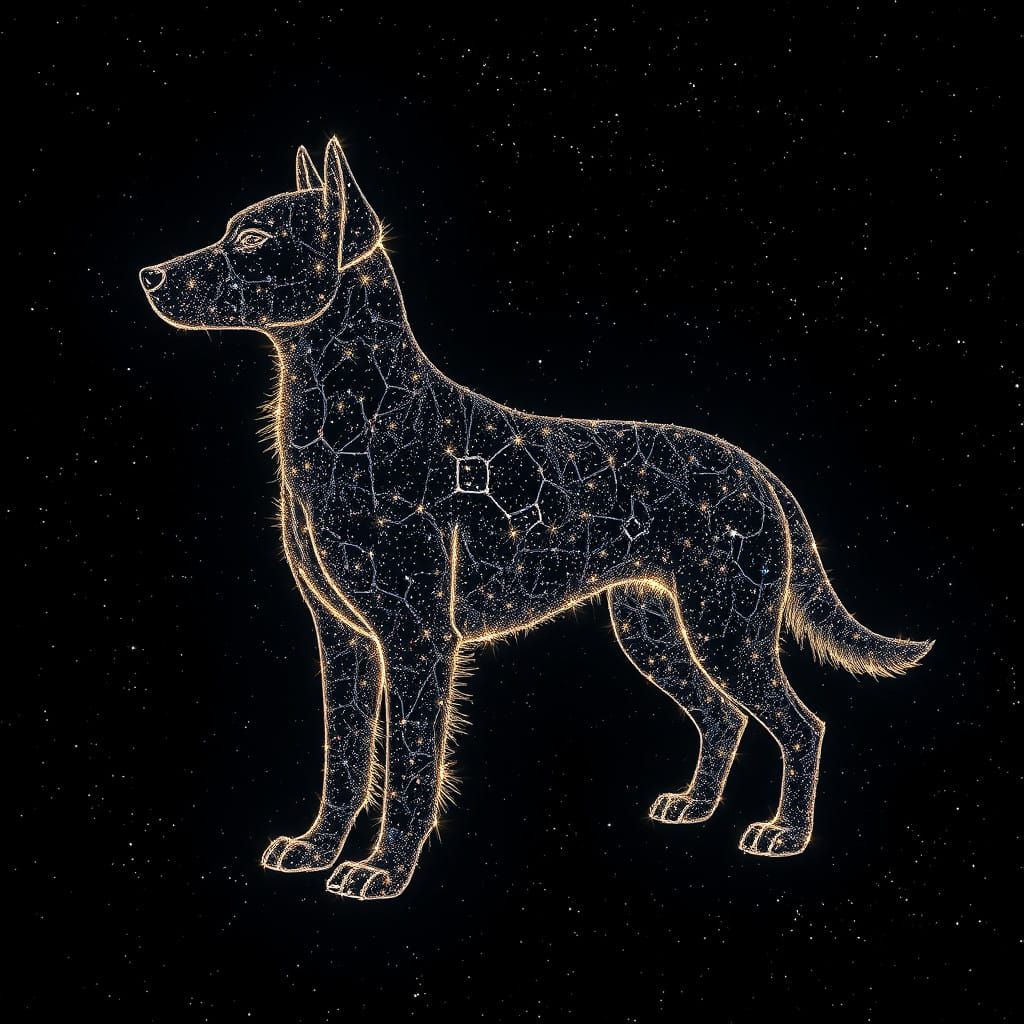Celestial Canine in the Velvet Night Sky
