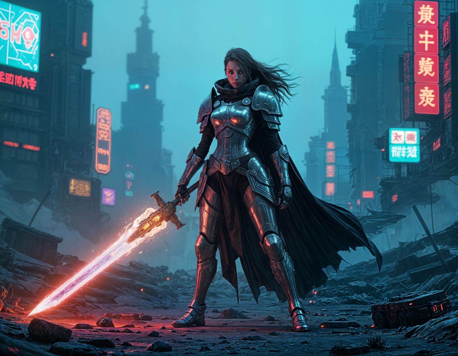 Cyberpunk Warrior Queen Alice in Dungeons and Dragons
