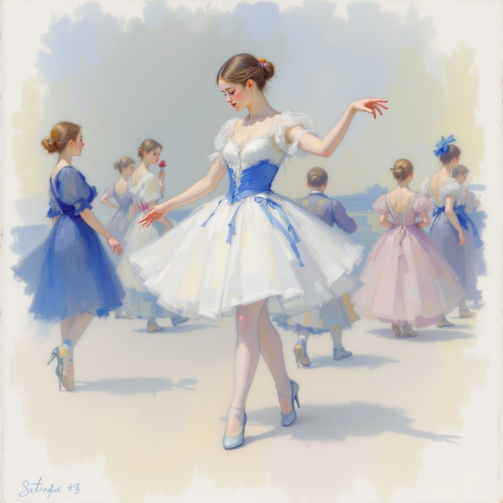 Ethereal Ballet Dancer in Soft Pastel Colors