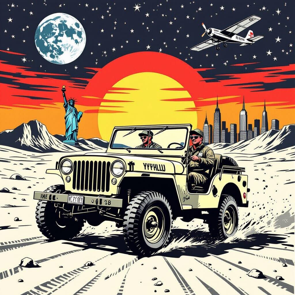 Willys Jeep in Comic Book Style