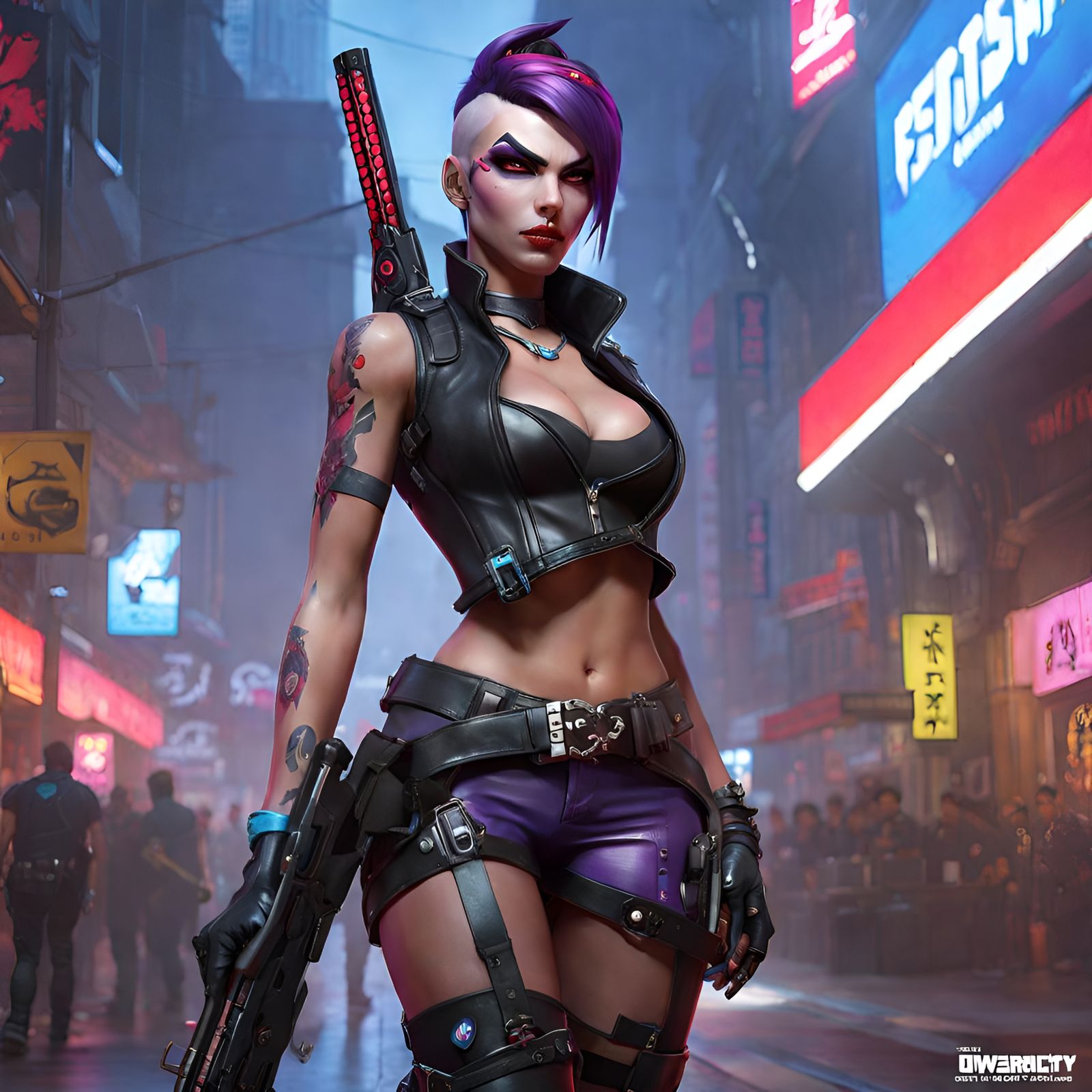 Widowmaker as Punk Delinquent: Hyperdetailed Digital Art