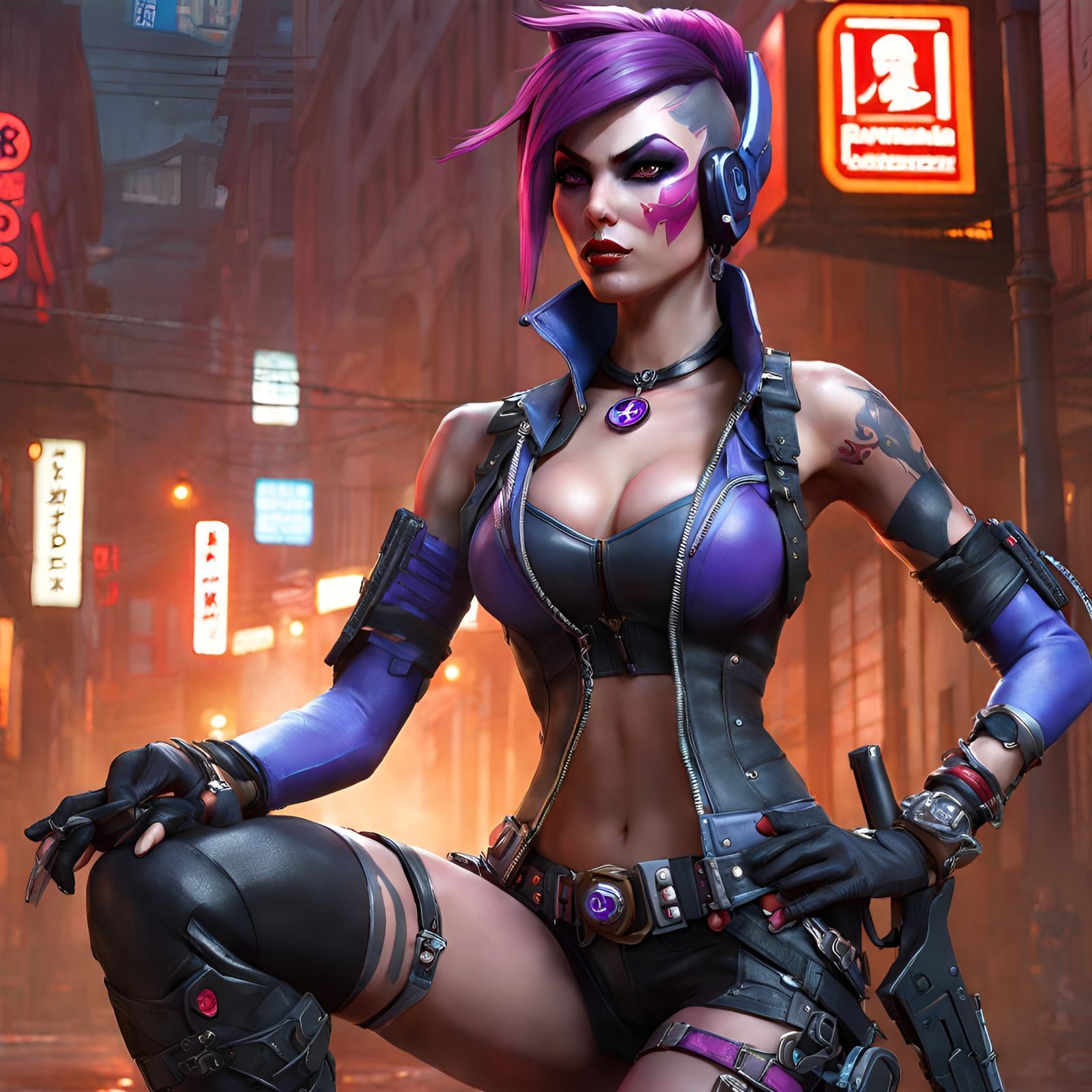 Widowmaker as Punk Delinquent in Hyperdetailed Painting