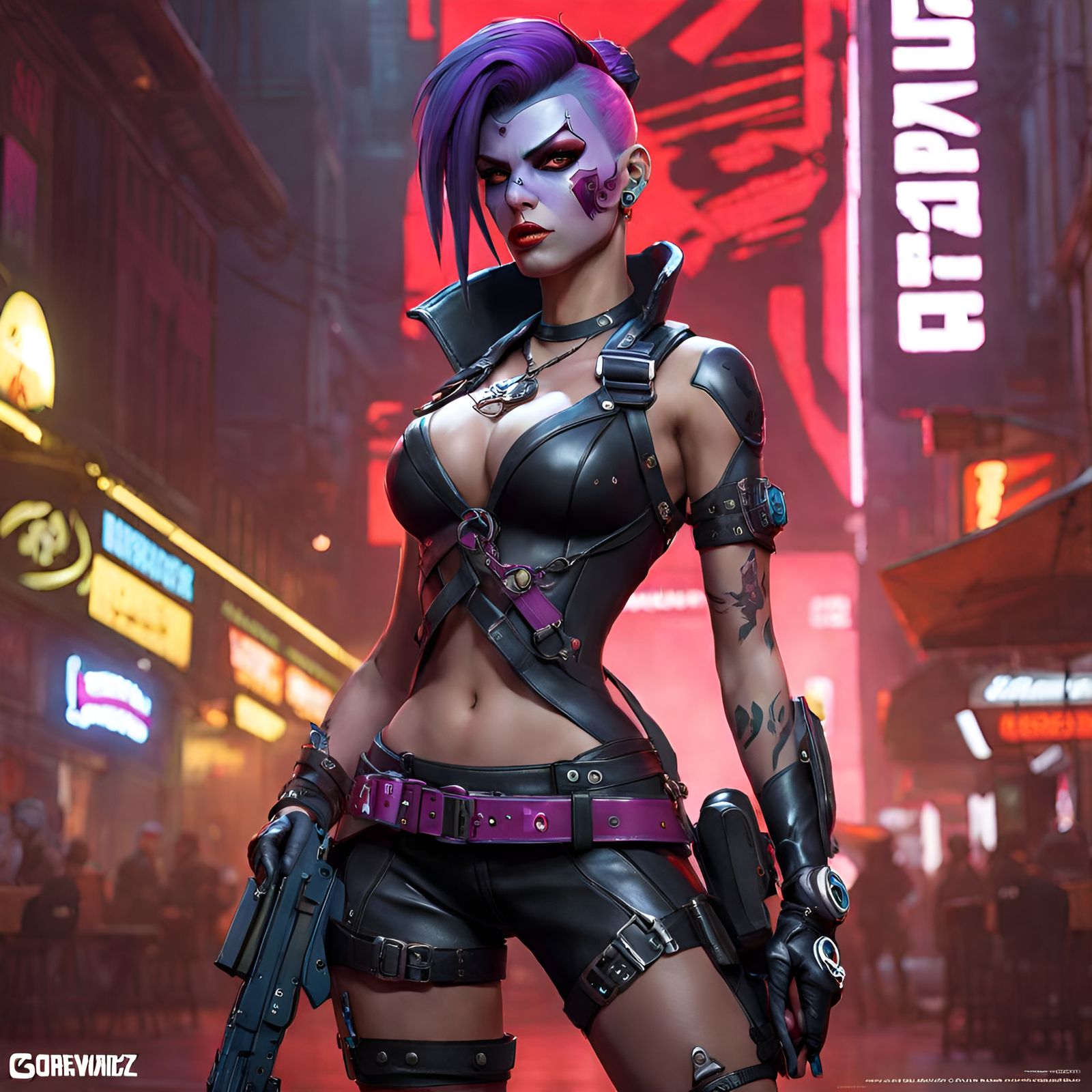 Cyberpunk Widowmaker: A Punk Delinquent in Leather and Latex