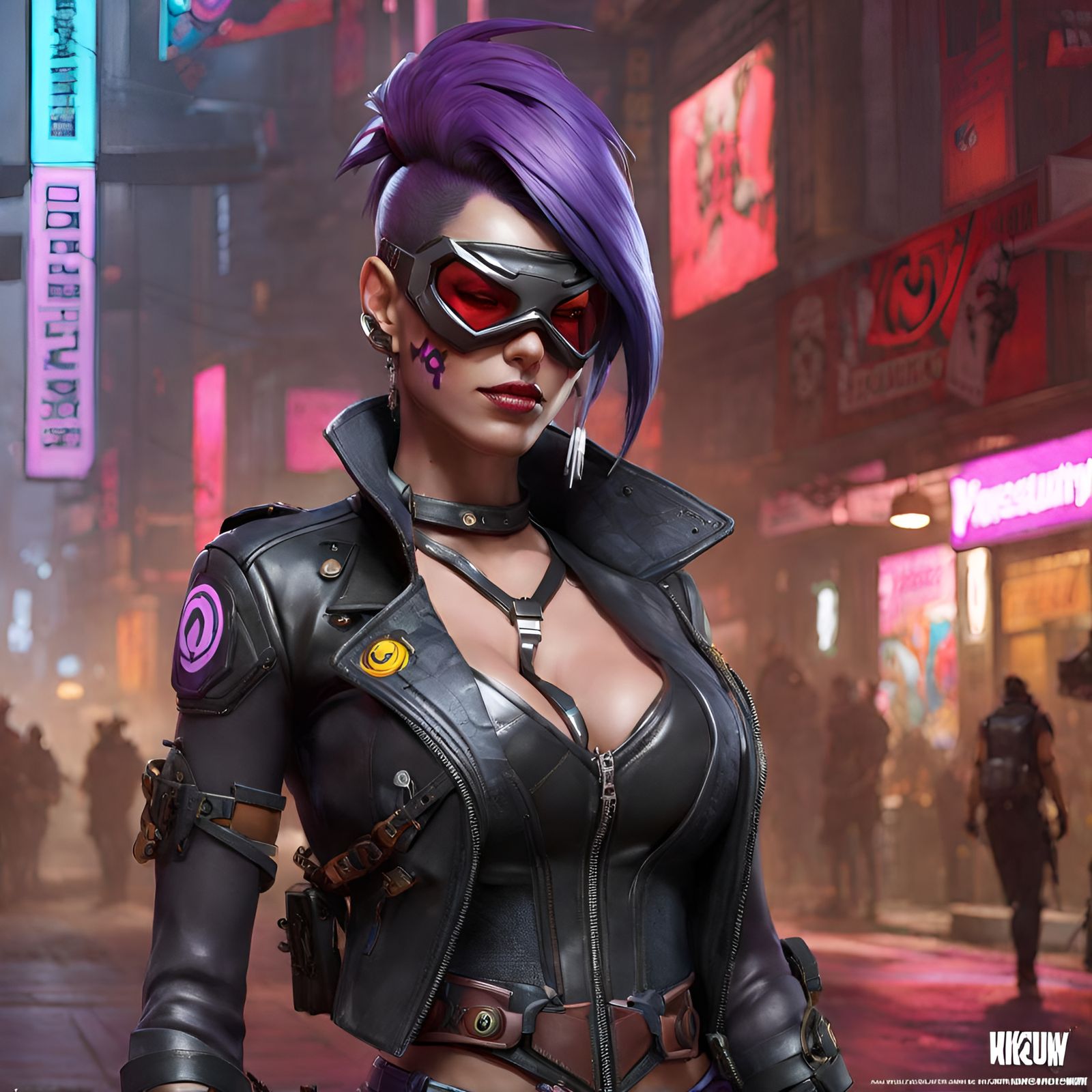 Punk Widowmaker in Leather Harness, Hyperdetailed Art
