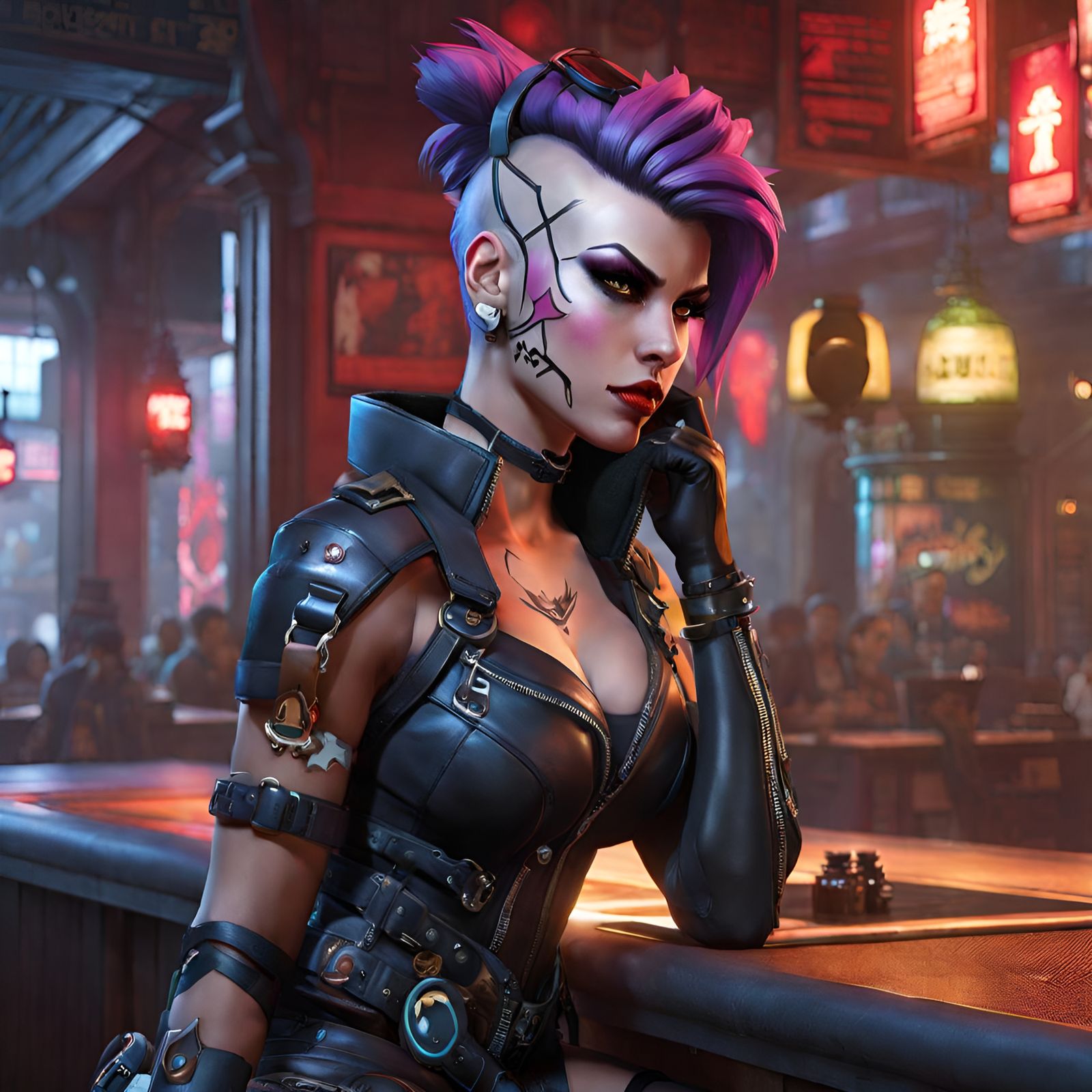 Widowmaker as Punk Delinquent: Hyperdetailed Digital Art
