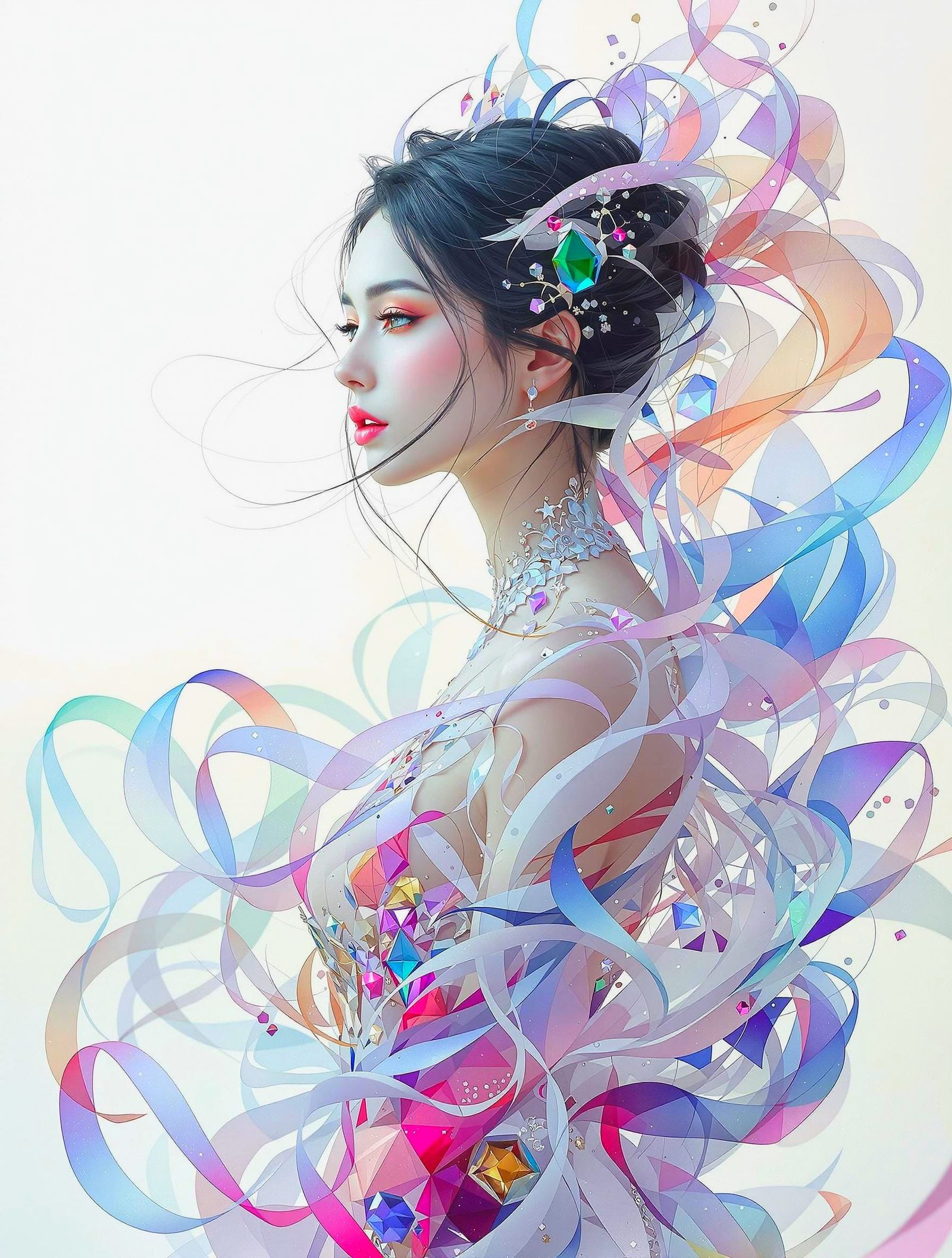 Elegant Fantasy Portrait in Vibrant Colors