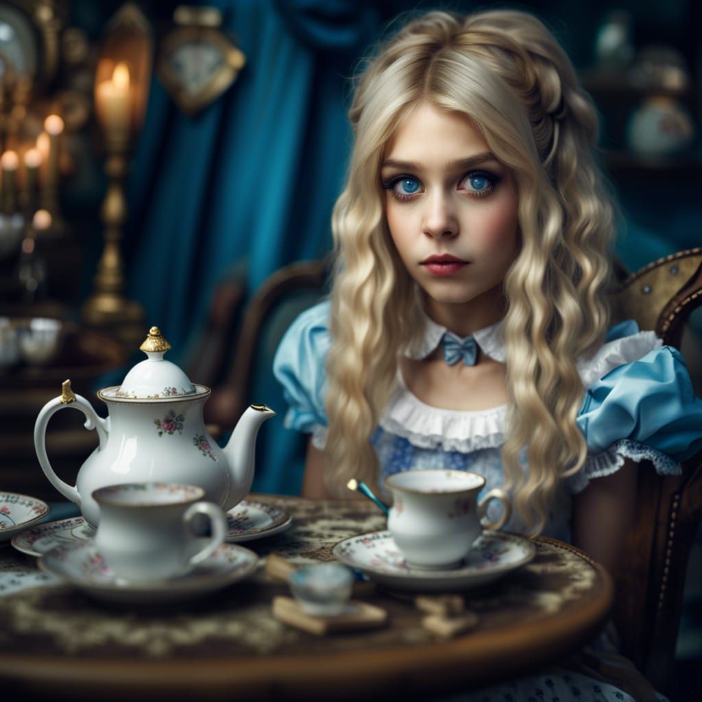 Alice's Tea Party in Wonderland: Hyperrealistic 8K