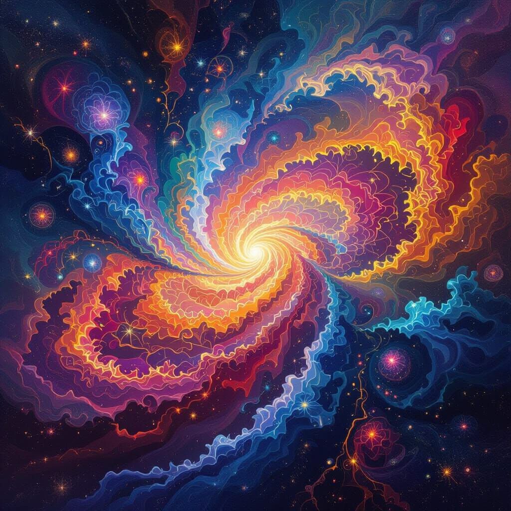 Psychedelic Galaxy of Abstract Colors and Shapes