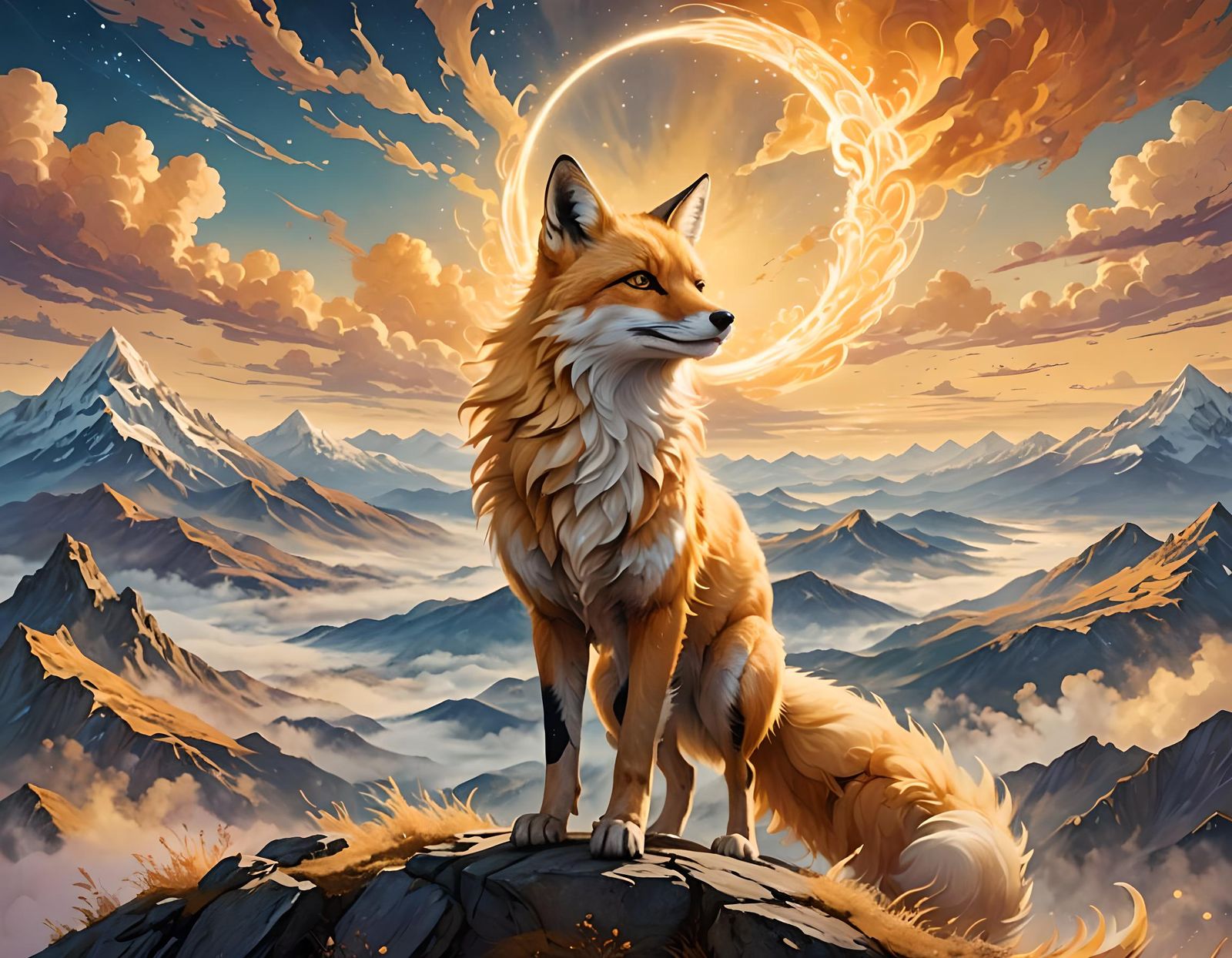 Celestial Sky Fox Ascends to the Heavens