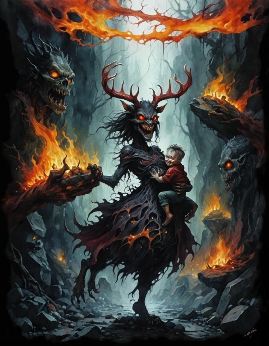 Hellish Monster's Parental Love in Dark Gothic Fairytale