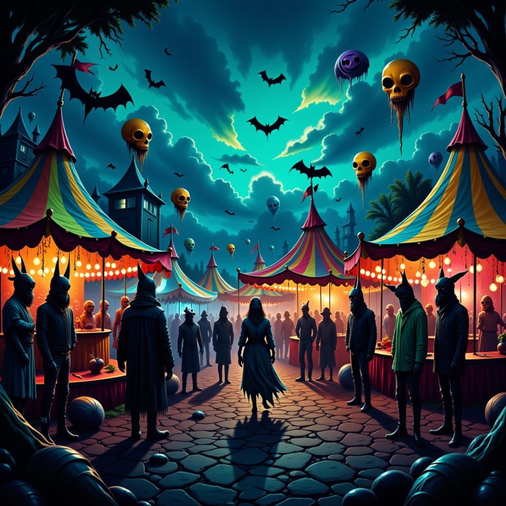 Creepy Carnival at Dusk in Gothic Style