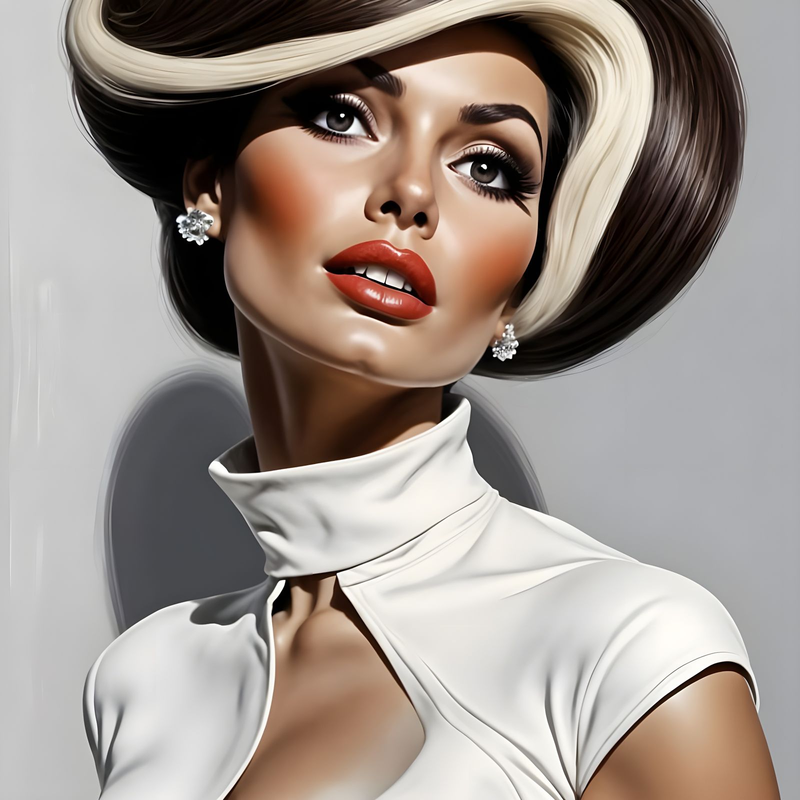 Brutalist Expressionist Pinup of a Beautiful Woman