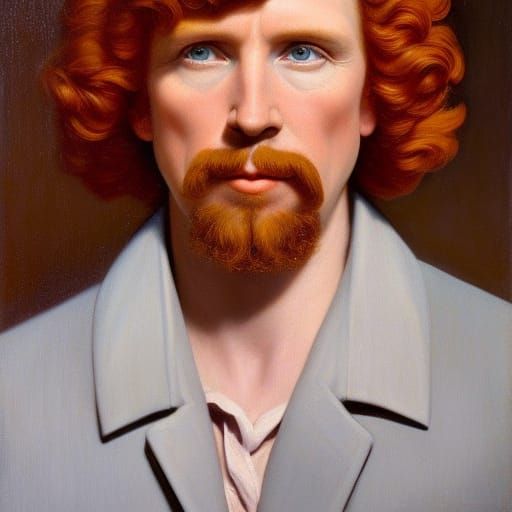 Medieval Pirate Portrait in Oil with Fiery Red Hair