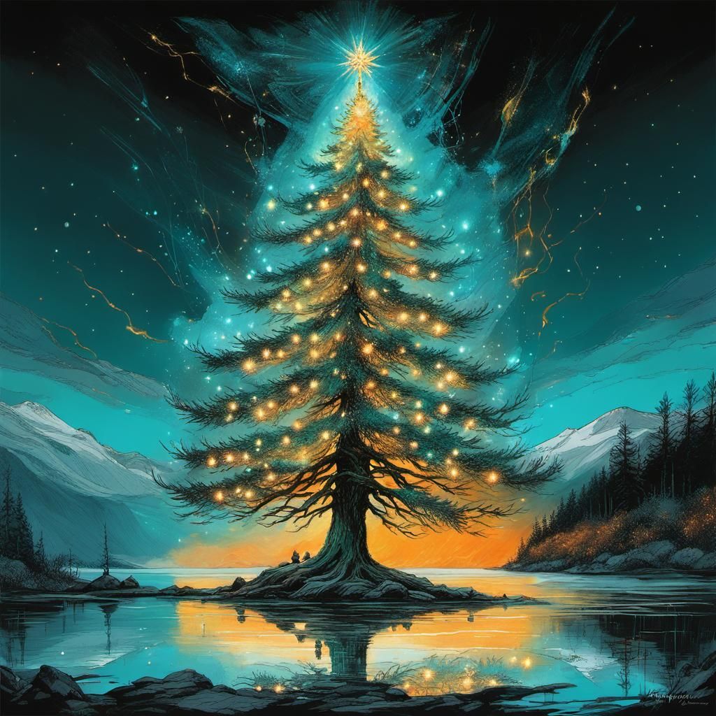 MAGIC CHRISTMAS TREE AT LAKE