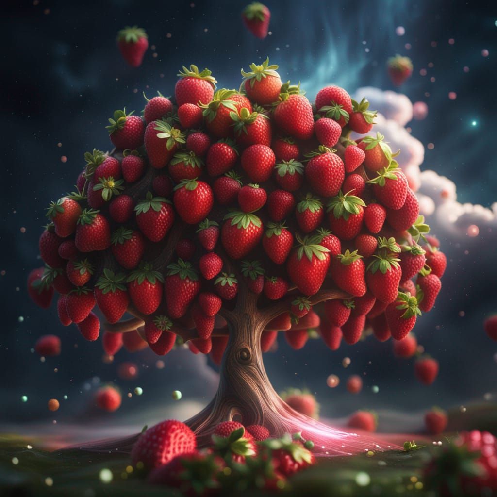 Strawberry Tree with Galaxy in Unreal Engine 5