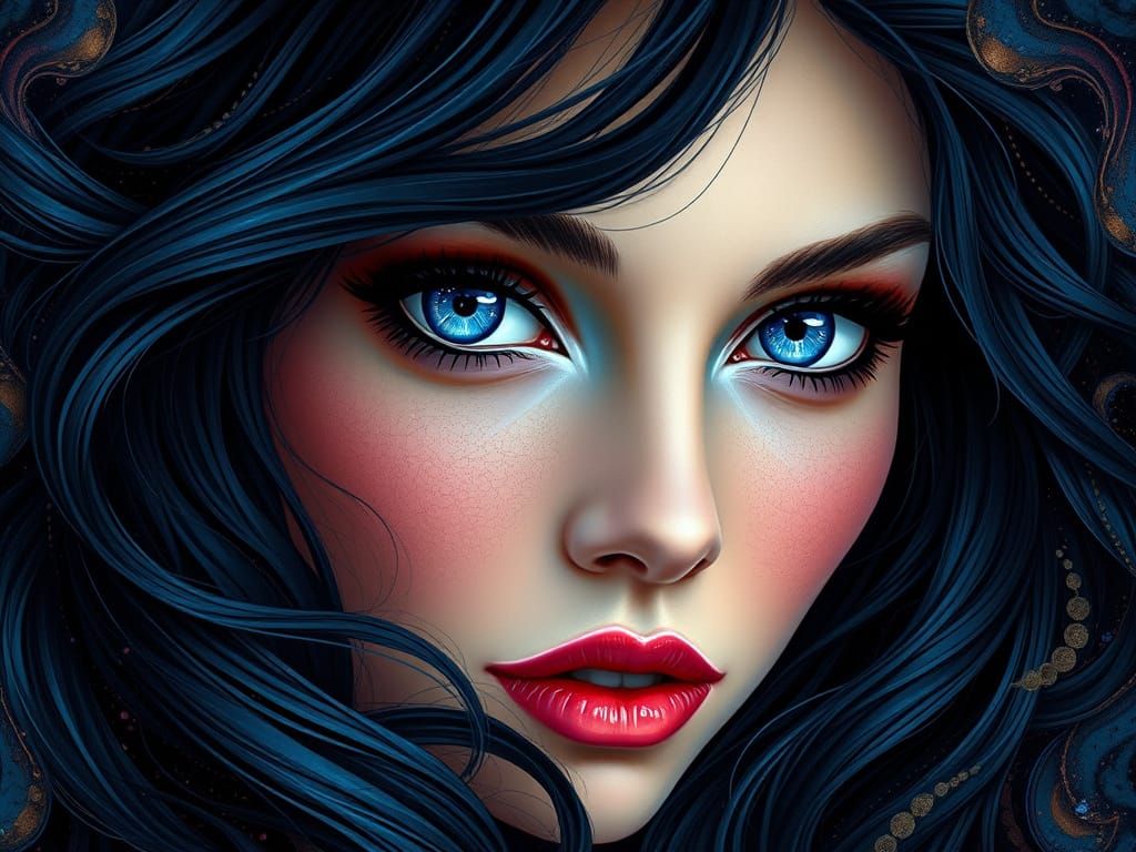 Dreamlike Portrait of a Ravishing Woman in Vibrant Colors
