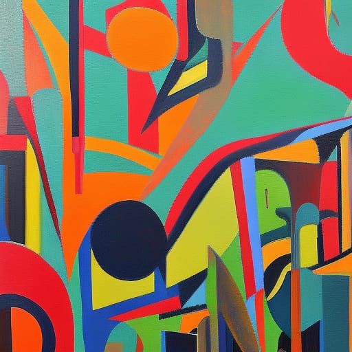 Diverse Art Styles Blend in Abstract Composition