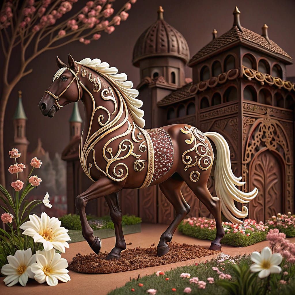 Chocolate Andalusian Horse Sculpture