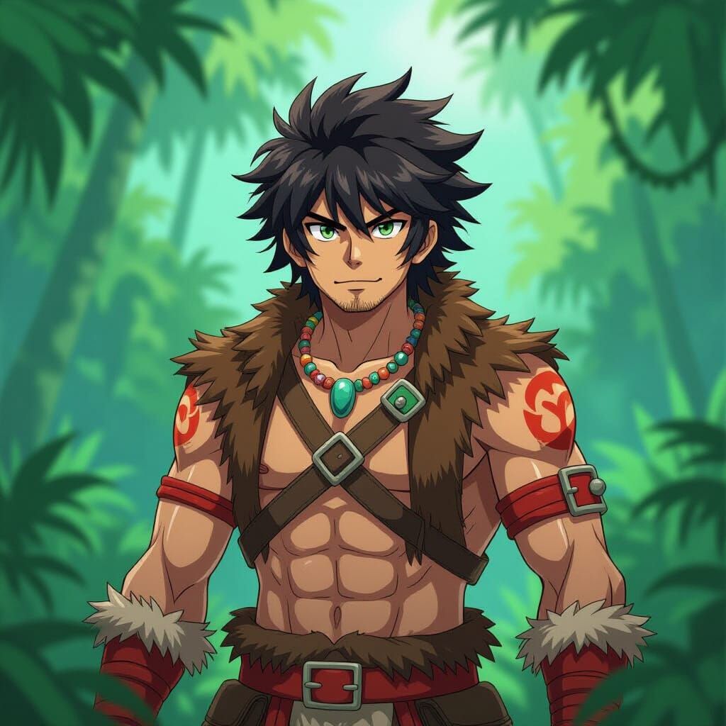 Anime Jungle Chief in Cel-Shaded Style