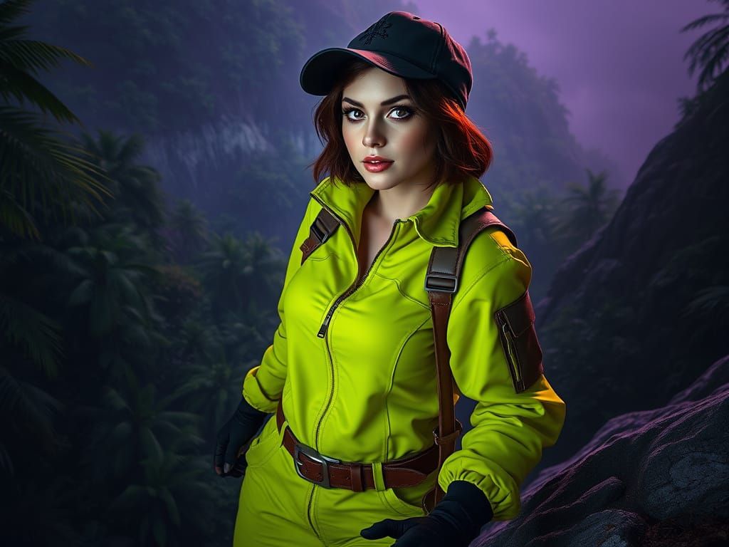 Climbing Lady in Detailed Dark Fantasy Style