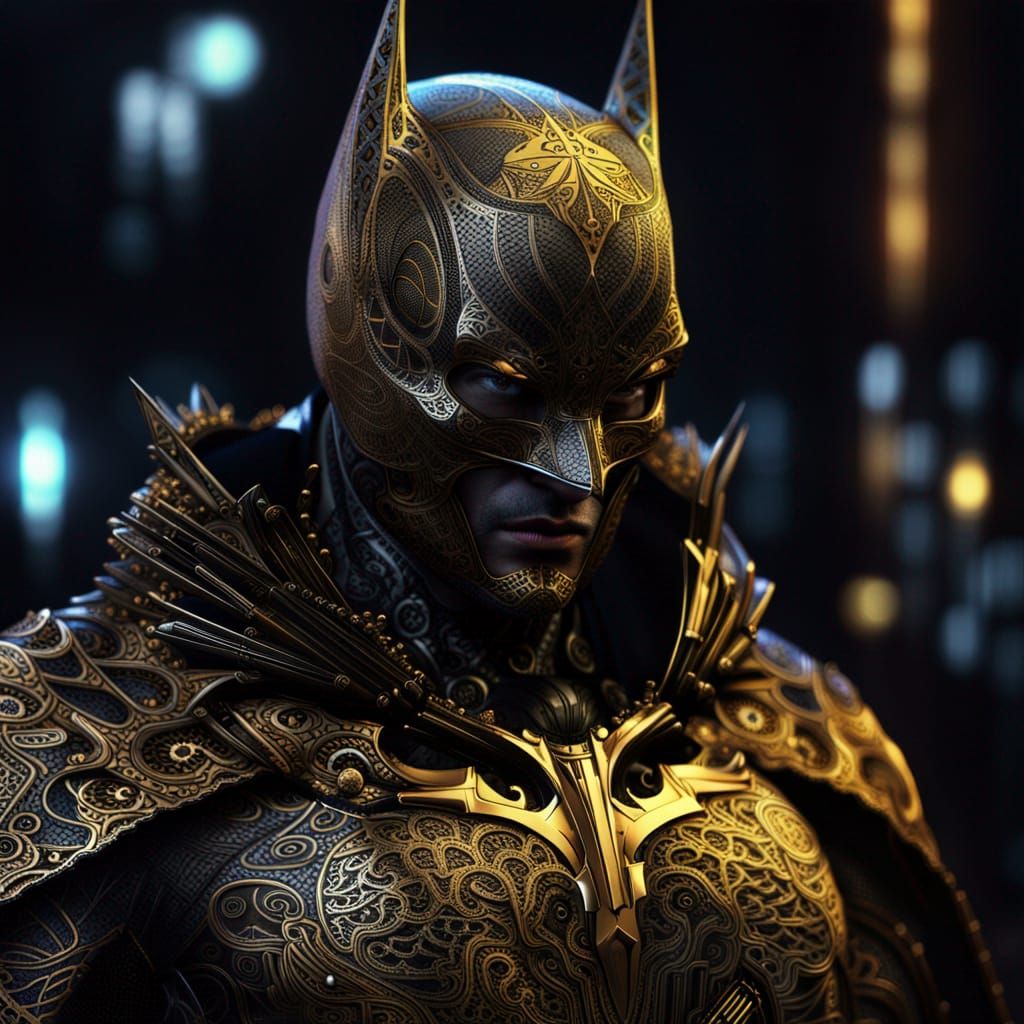 Cyberpunk Batman in Ornate Chrome Silk