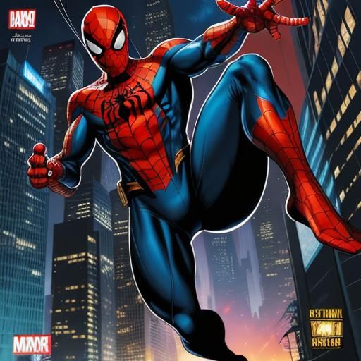 Spider-Man Swings Through City: Comic Book Art