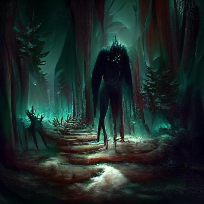 Sinister Walk Through a Dark Fantasy Forest