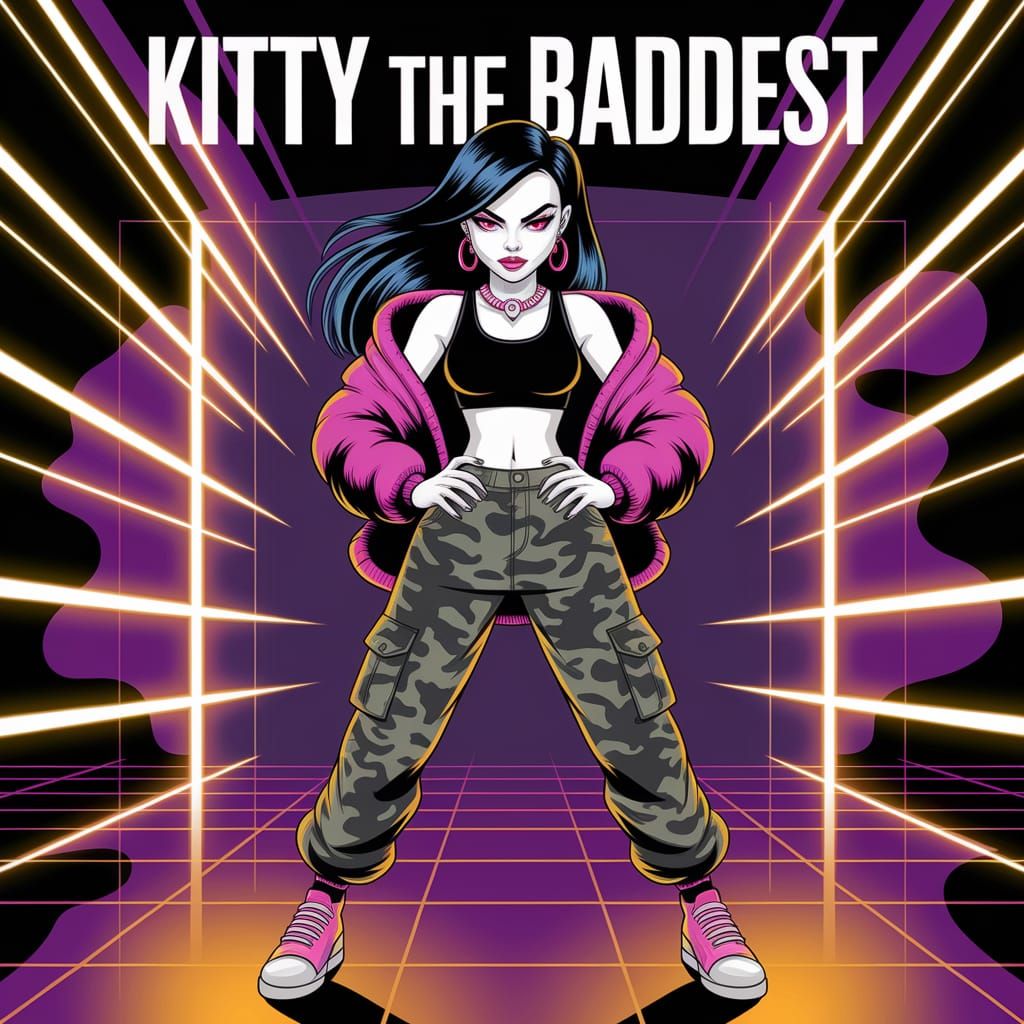 Animated Music Cover: Confident Figure in Neon Lights