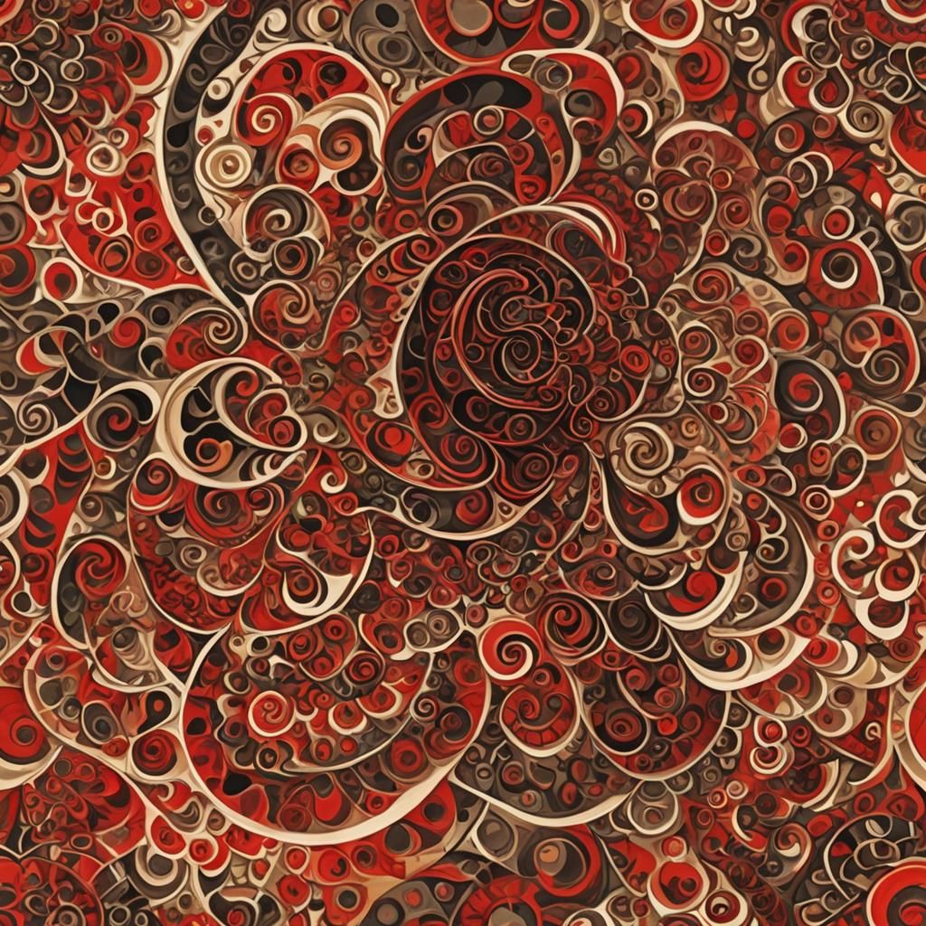 Seamless Fractal Whorl Tie-Dye Pattern in Cubist Style