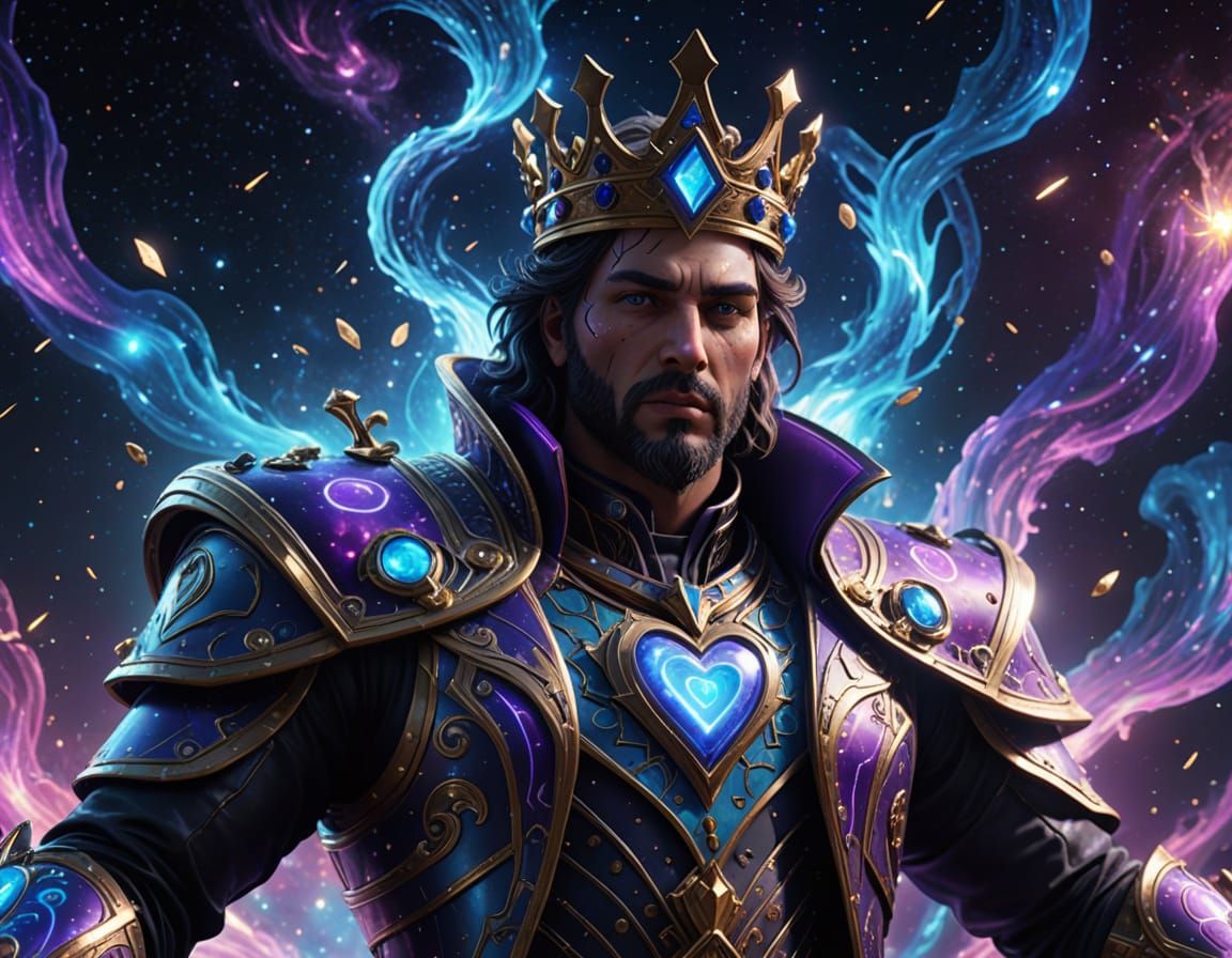 Epic 3D Cosmic Hologram King of Hearts